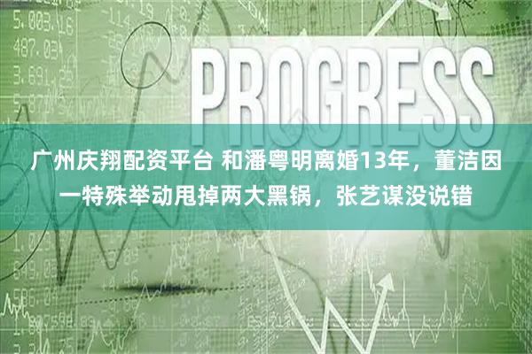 广州庆翔配资平台 和潘粤明离婚13年，董洁因一特殊举动甩掉两大黑锅，张艺谋没说错